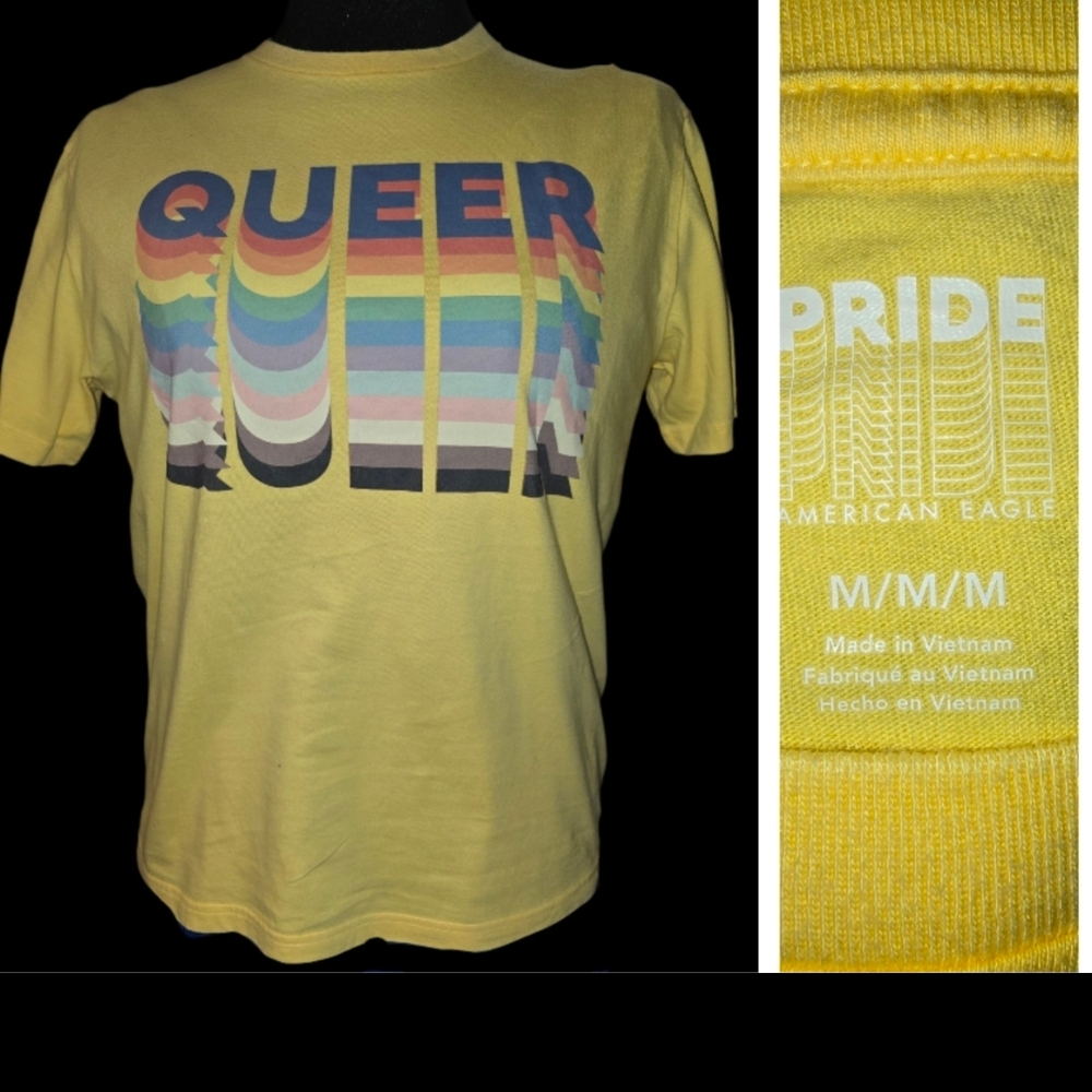 American Eagle Outfitters Pride Yellow Graphic Tee